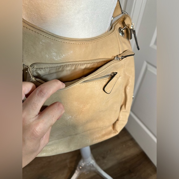 Vintage bueno lightening tan multi zipper convenient small bag - Picture 5 of 8